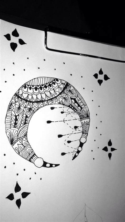 Glittery Moon Doodles Zentangle Glittery