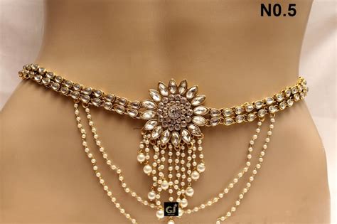 Gold Kundan Belly Waist Sari Saree Chain Jewelry Indian Etsy
