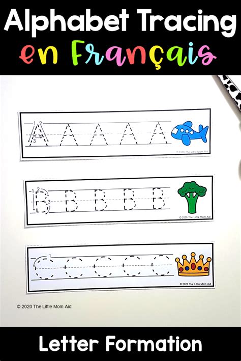 French Alphabet Handwriting Practice Strips Alphabet Trace Les