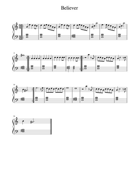 Believer Imagine Dragons Easy Piano Sheet Music For Piano Solo