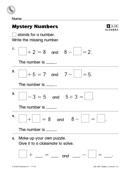 Mystery Numbers Worksheet Answers