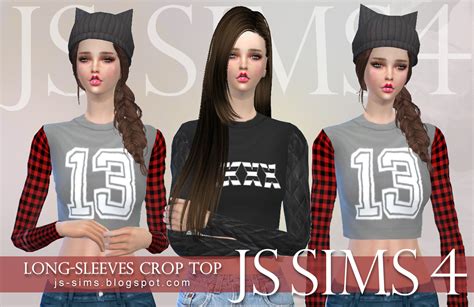 Js Sims 4 Long Sleeves Crop Top