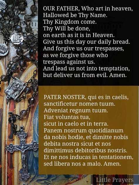 The Lord S Prayer In English And Latin Let Us Pray Our Father Who Art In Heaven Our