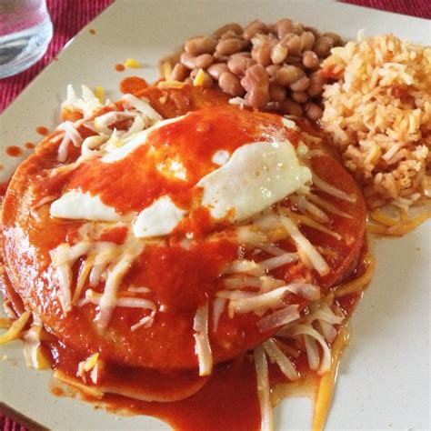 Stacked New Mexico Red Chile Cheese Enchiladas Mexican Food Recipes