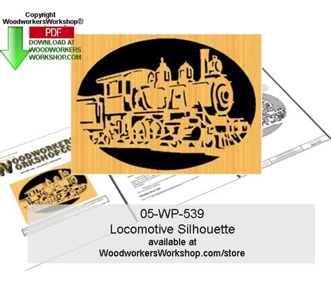 Locomotive Silhouette Downloadable Scrollsawing Woodcraft Pattern