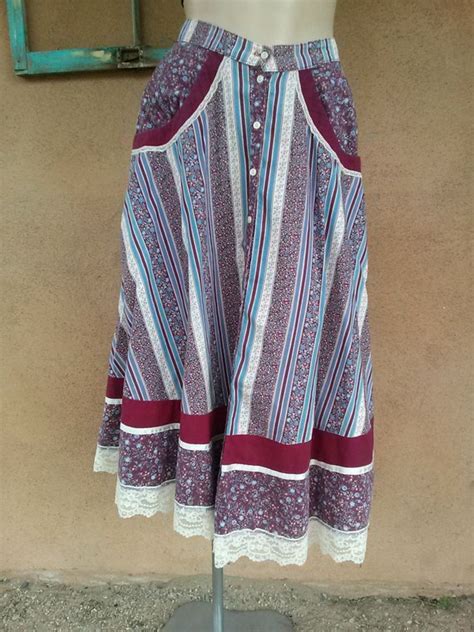 Vintage 1970s Peasant Skirt Gunne Sax 70s Prairie Boho Calico