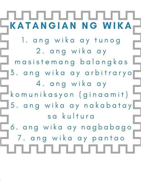 Limang Katangian Ng Wika Brainly Ph