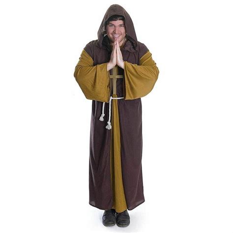 Mens Friar Tuck Costume Medieval Robin Hood Fancy Dress Monk Outfit