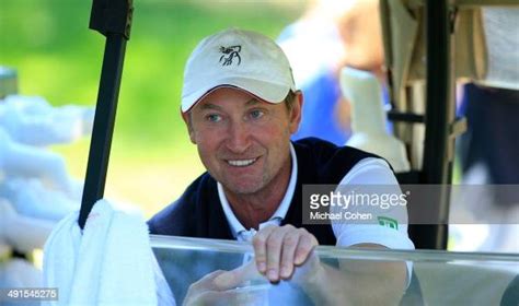 Celebrity Golfer Wayne Gretzky Looks On From His Golf Cart During The