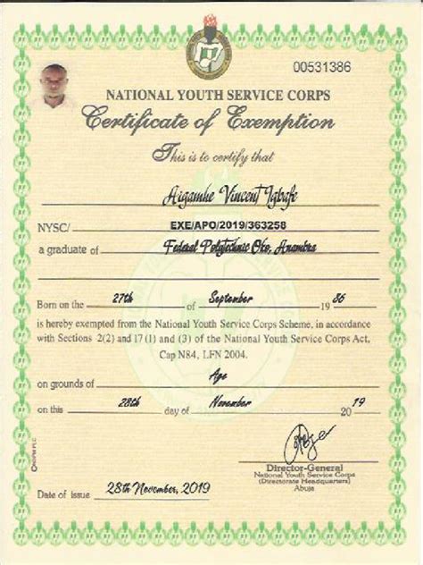Nysc Exemption Certificate Pdf