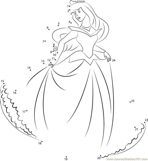Dot to dot by numbers game for kids. Lovely Princess Aurora Connect Dots. DOWNLOAD PICTURE...