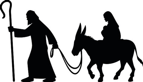 A Vector Illustration Of Mary And Joseph Nativity Silhouette