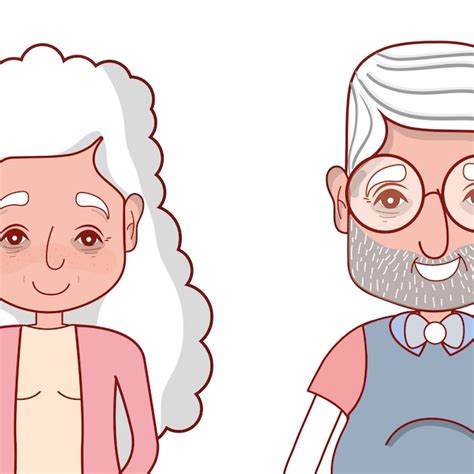 Abuelos Lindos Pareja De Dibujos Animados Vector Premium