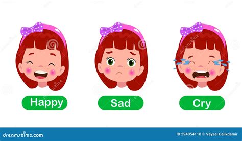 Little Kid With Different Emotions Stock Vector Illustration Of Angry