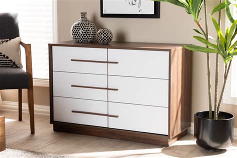 Baxton Studio Mette Mid Century Modern Two Tone White And Walnut