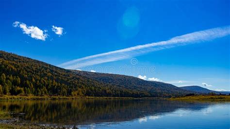 Landscape Hills Covered With Green Forest And Lena River In Siberia