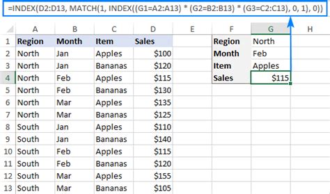 Excel Index Match With Multiple Criteria Formula Examples