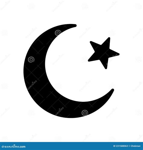 Crescent Moon With Star Icon Religious Symbol Of Islam Stock Vector