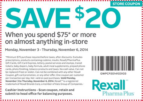 Rexall Pharmaplus Canada Coupon Save 20 When You Spend 75 Canadian