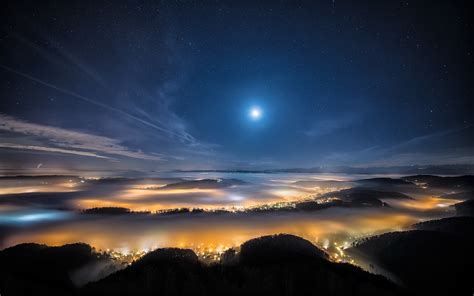 Sfondi Paesaggio Notte Cielo Stelle Alba Chiaro Di Luna