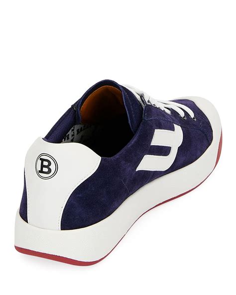 Bally Mens New Competition Suede Retro Low Top Sneakers In Dark Blue
