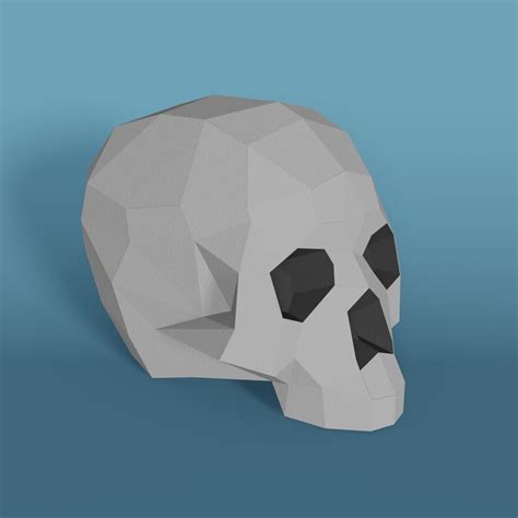 Low Poly Skull Diy Real Size Paper Sculpture Pdf Download 3d