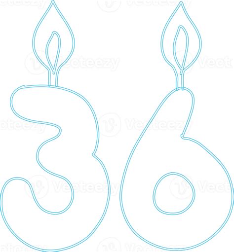 Number 36 With Candle Festive Design 24684562 Png