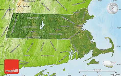 Satellite Map Of Massachusetts Physical Outside
