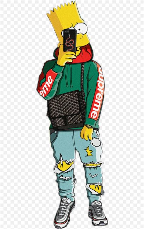 Bart Simpson A Bathing Ape Image Supreme Drawing Png 411x1305px Bart