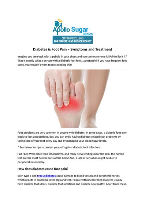 Apollo Sugar Clinic Diabetes And Foot Pain Symptoms And Treatment