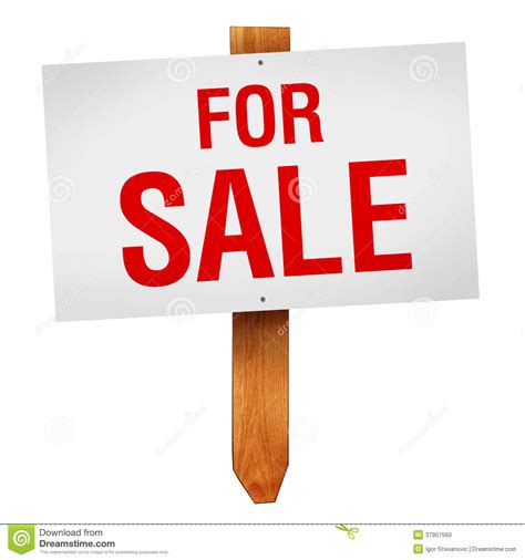 For Sale Sign Isolated On White Background Stock Photo