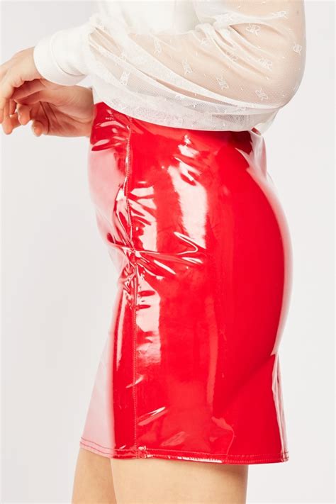 Red Pvc Mini Skirt Just 6