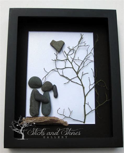 Pebble Art Couple's Gift - Unique Couple's Gift - Personalized Engagement Gift - Personalized ...