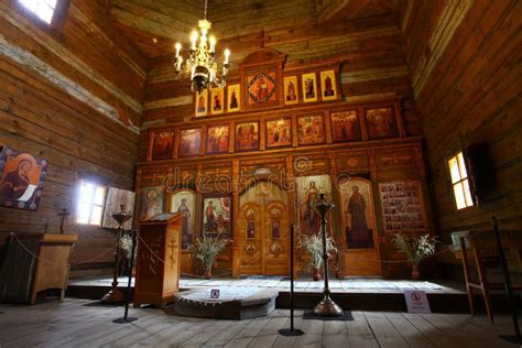 Interior Of An Old Wooden Orthodox Church Stock Photo Image Of