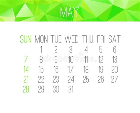 Maj 2017 Kalender Vektor Illustrationer Illustration Av Vitt 89852652
