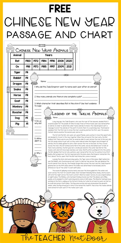 Chinese New Year Reading Comprehension Free Dorothy James Reading