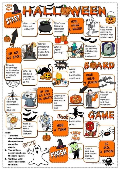 Halloween Board Game English Esl Worksheets For Distance Learning