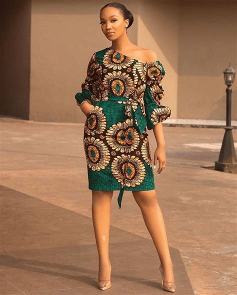 Clipkulture Nice African Print Short Dress With Belt