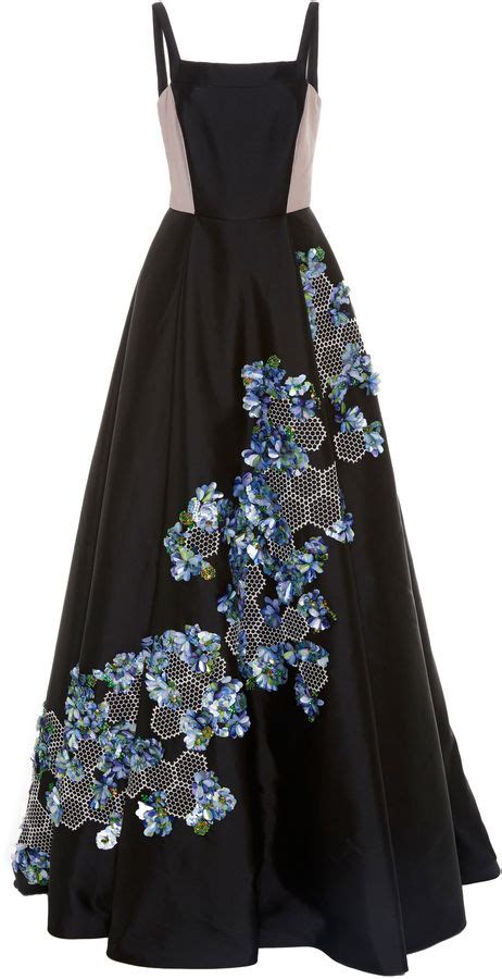 Bibhu Mohapatra Embellished Silk Ball Gown Flower Embroidered Dress