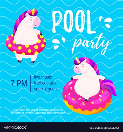 Pool Party Invitation Template Background Vector Image