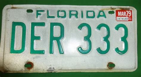 VINTAGE FLORIDA LICENSE Plate DER With Tab FL US PicClick