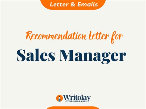 Sales Manager Recommendation Letter Templates Writolay