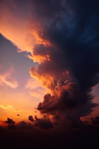 Premium Photo A Pink Sunset With A Colorful Cloud
