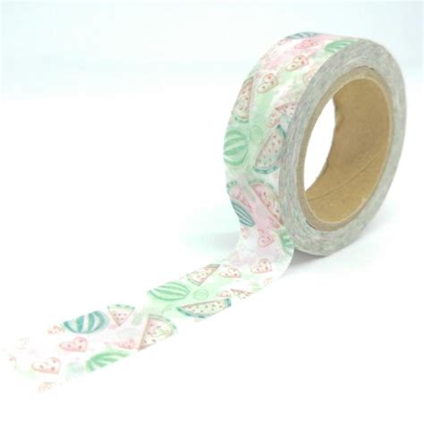 washi tape dessins pastèques tranches et coeurs 10mx15mm vert et rose washi tape creavea