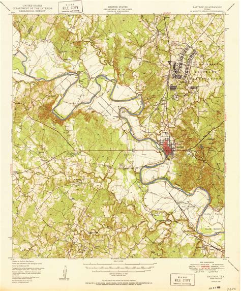 Bastrop Texas 1950 Usgs Old Topo Map Reprint 15x15 Tx Quad 105766