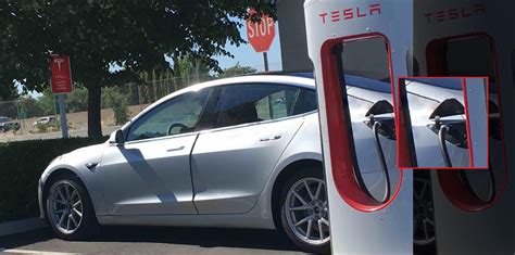 First look at Tesla Model 3's charge port while Supercharging - Electrek
