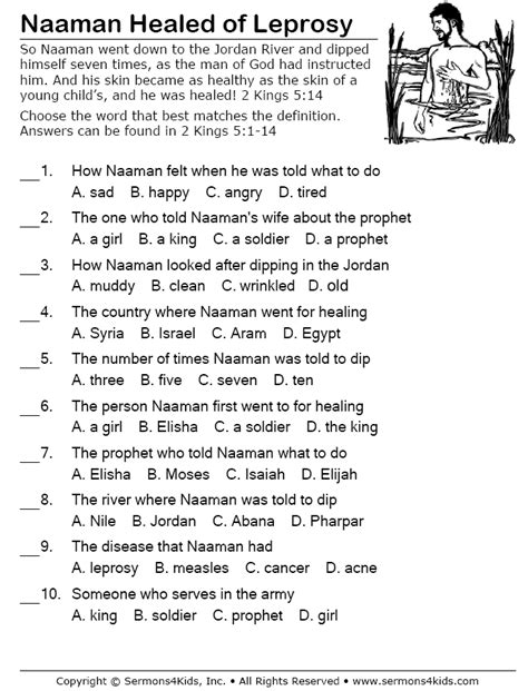When we tell him, lord, if you are willing, you can heal me! Naaman Healed of Leprosy - Multiple Choice Quiz | Sunday ...