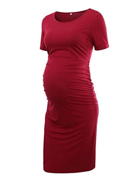 women s side ruched maternity clothes bodycon dress mama casual short sleeve wrap dresses womens