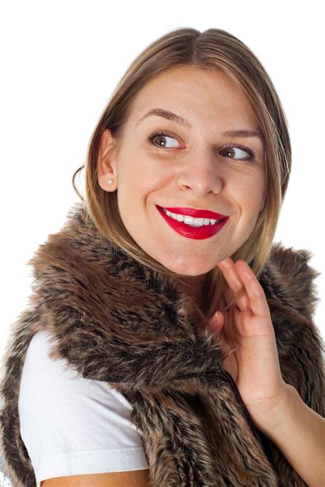 Charming Lady With Red Lips Smiling Stock Image Image Of Beautiful