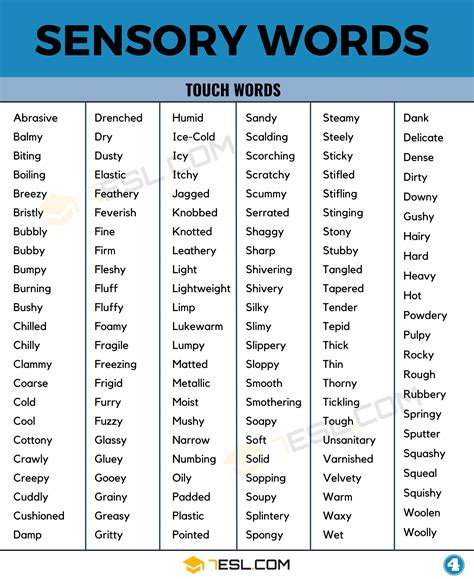 700 Sensory Words To Improve Your Writing In English 7esl Sensory